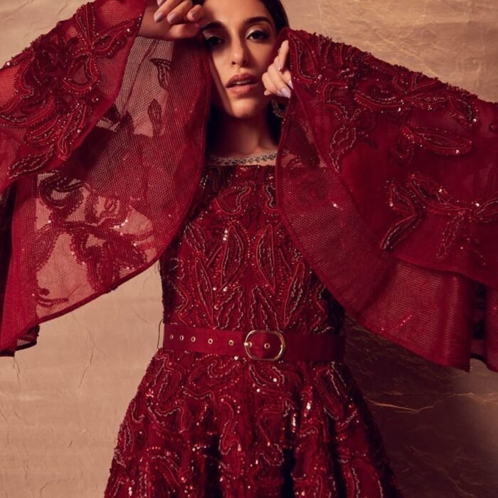 Boning Peplum Red Short Dress Size L