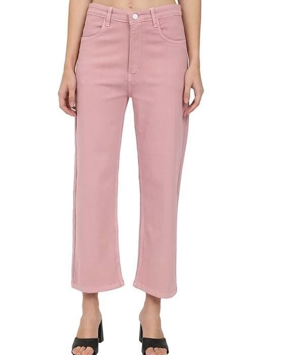 NYAKO Straight Fit High Waist Stretchable Denim Solid Jeans for Women