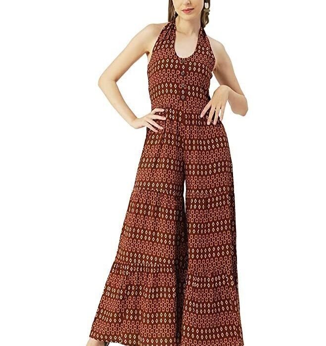 Jumpsuit For Women Viscose Rayon Halter Neck