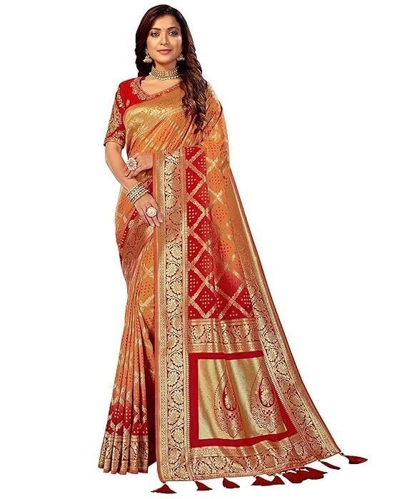 MANOHARI Banarasi Silk Traditional saree with Unstitch Heavy Blouse Piece