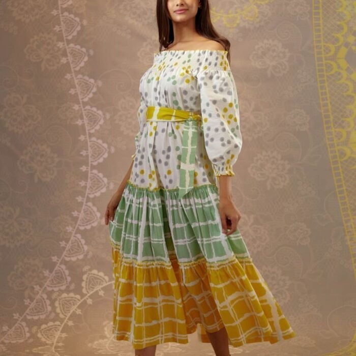 Green and Yellow Adila Dress