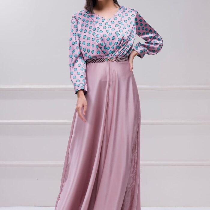 Mauve Printed Satin Jumpsuit