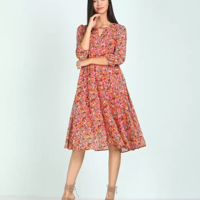 Women Fit and Flare Multicolor Dress
