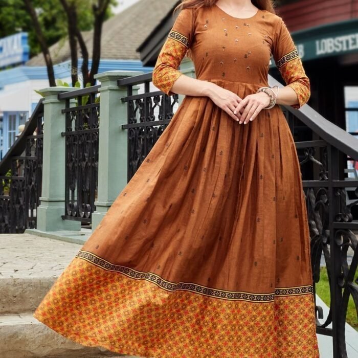 Cotton Brown Color Supreme Readymade Kurti