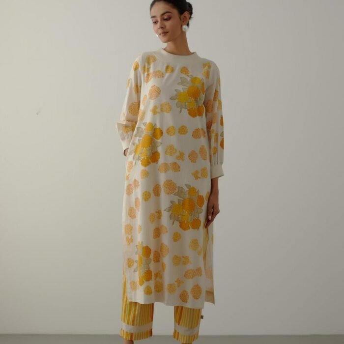 Yellow Nicole Bouquet Rib Tunic